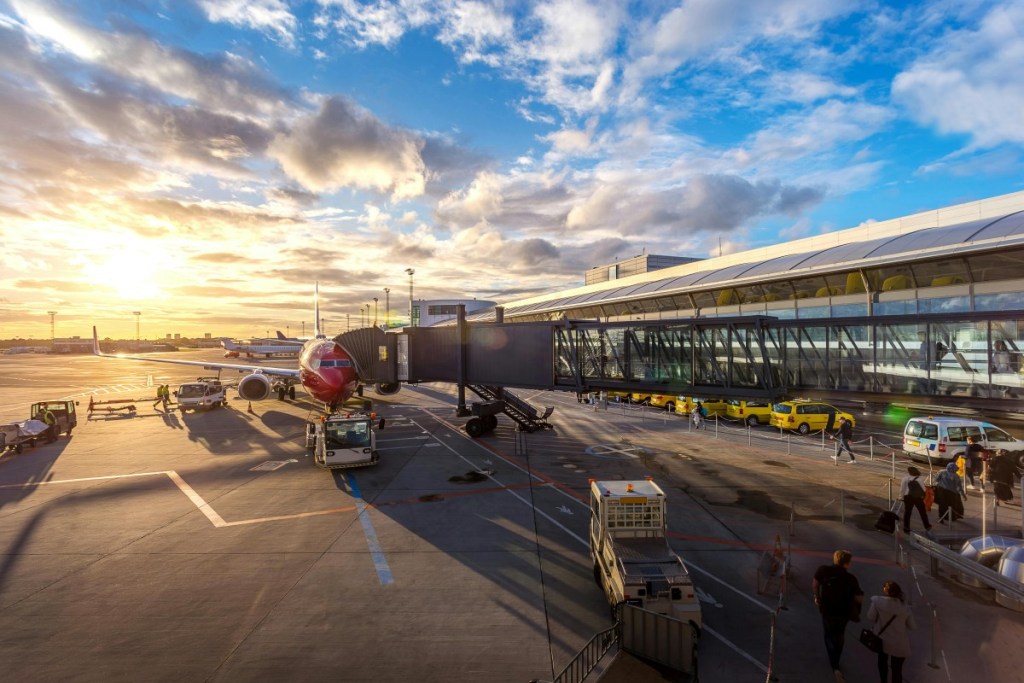 Airport at sunset
